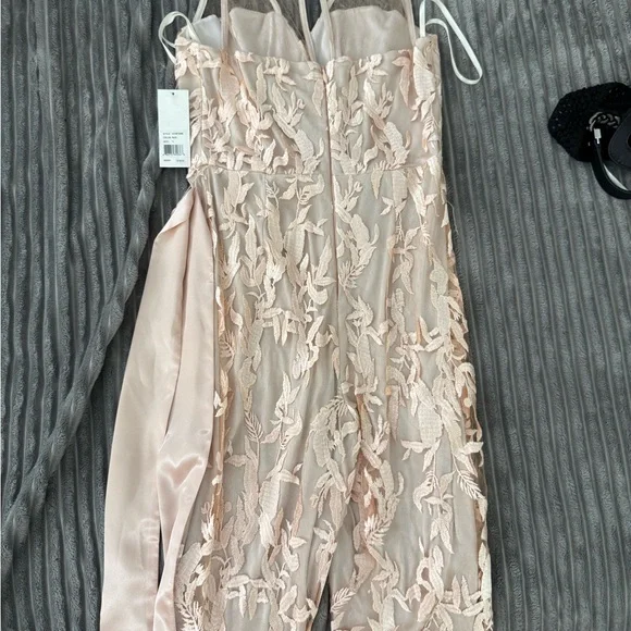 Elegant Lace Overlay Romper in Cream